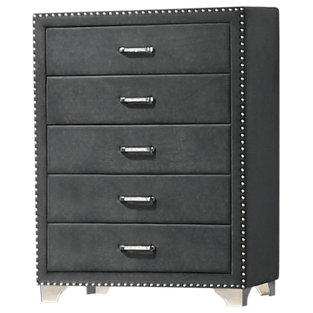 Melody 5-drawer Upholstered Chest Grey. Picture 1