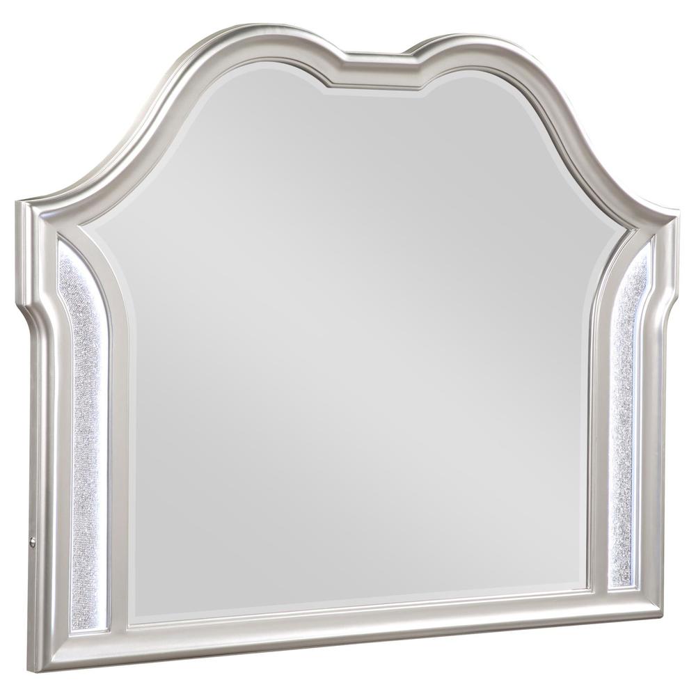 Evangeline Camel Top Dresser Mirror Silver Oak. Picture 1