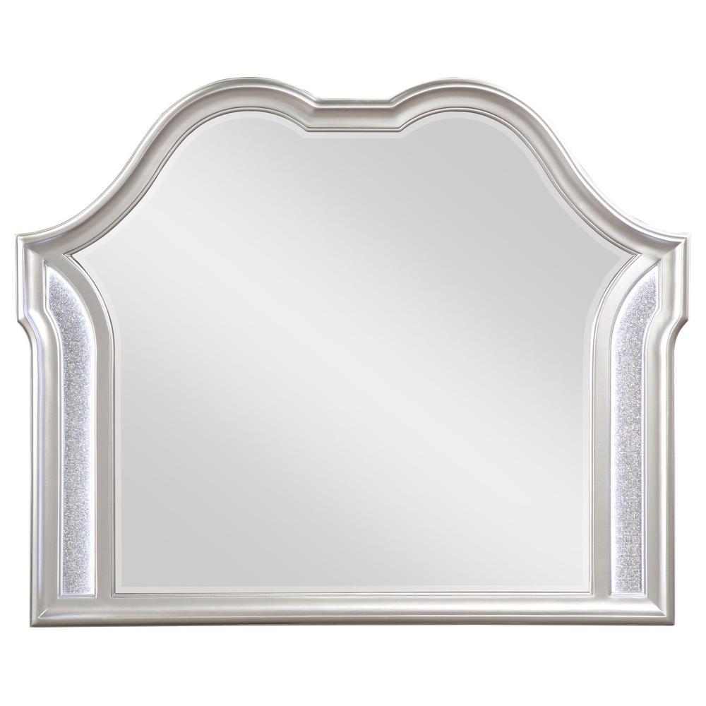 Evangeline Camel Top Dresser Mirror Silver Oak. Picture 2