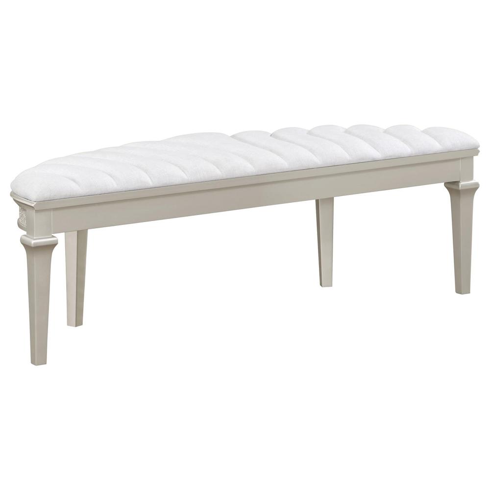 Evangeline Upholstered Demilune Bench Ivory and Silver Oak. Picture 4