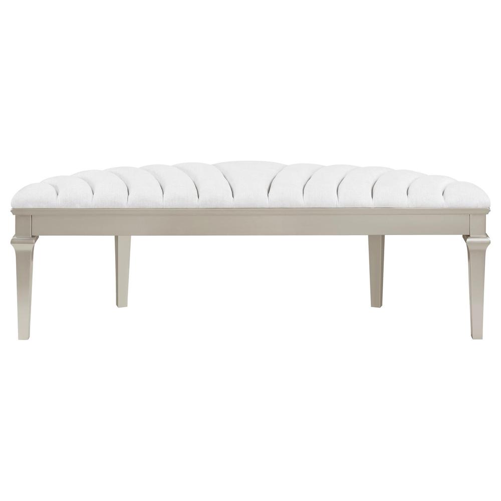Evangeline Upholstered Demilune Bench Ivory and Silver Oak. Picture 5