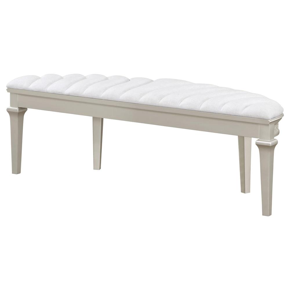 Evangeline Upholstered Demilune Bench Ivory and Silver Oak. Picture 6