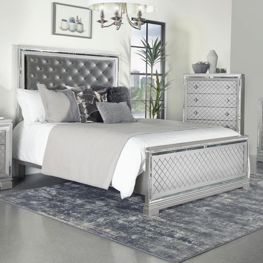 Eleanor Upholstered Tufted Bed Metallic. Picture 1