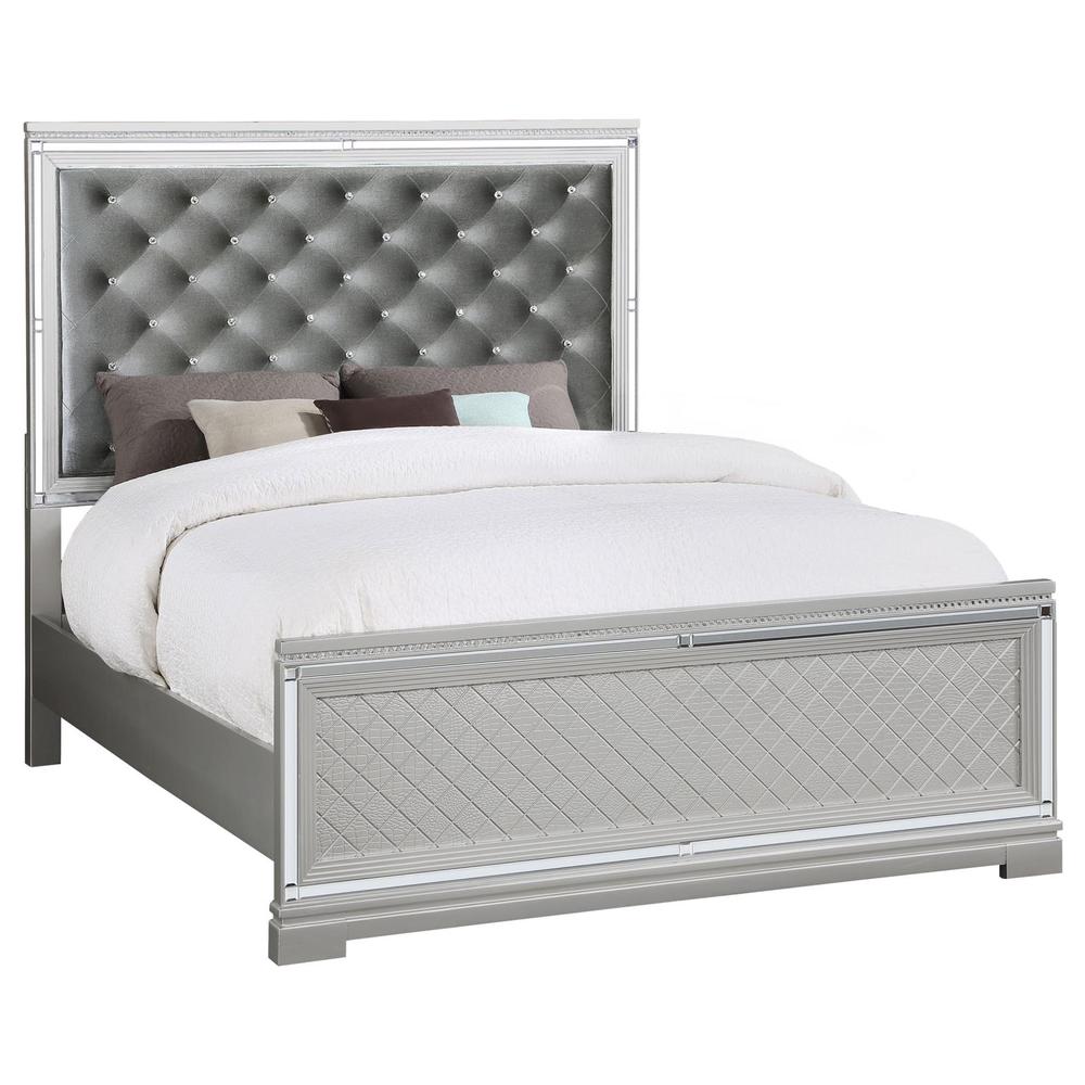 Eleanor Upholstered Tufted Bed Metallic. Picture 3