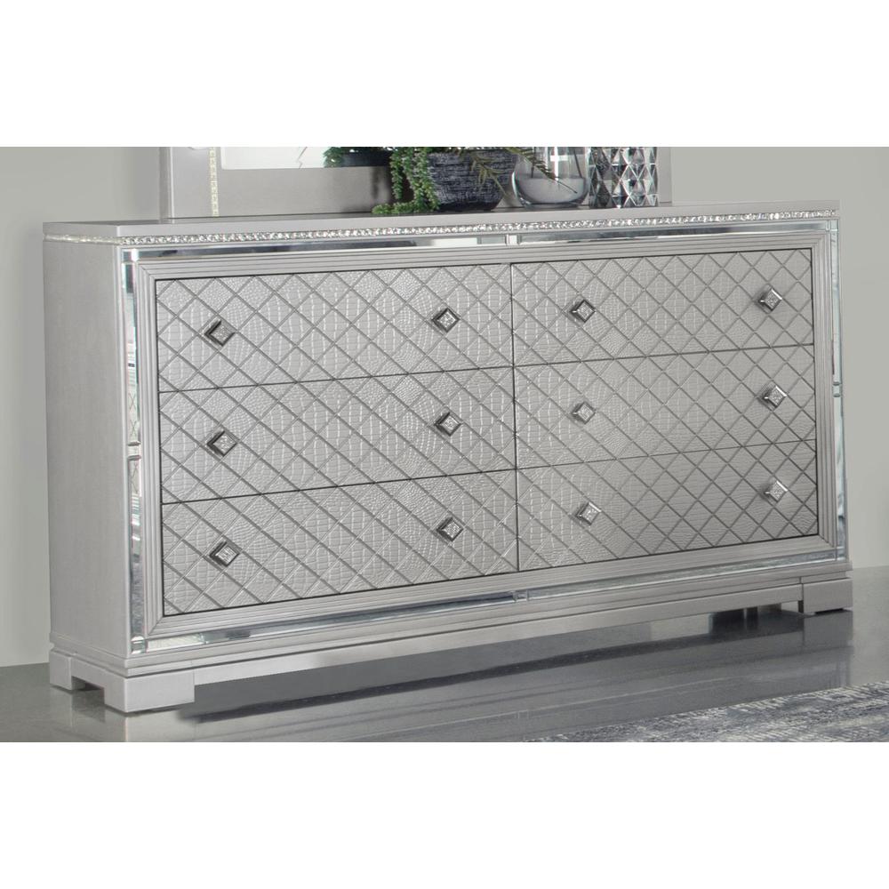 Eleanor Rectangular 6-drawer Dresser Metallic. Picture 1