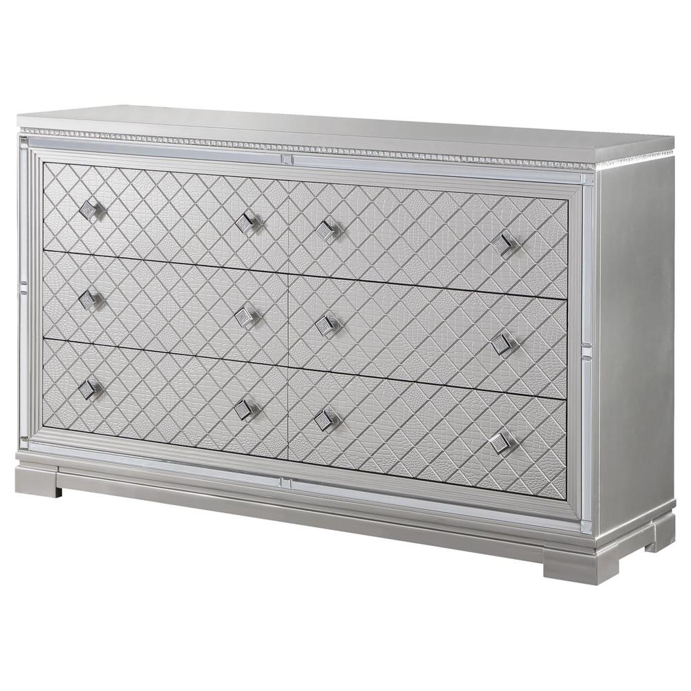 Eleanor Rectangular 6-drawer Dresser Metallic. Picture 4