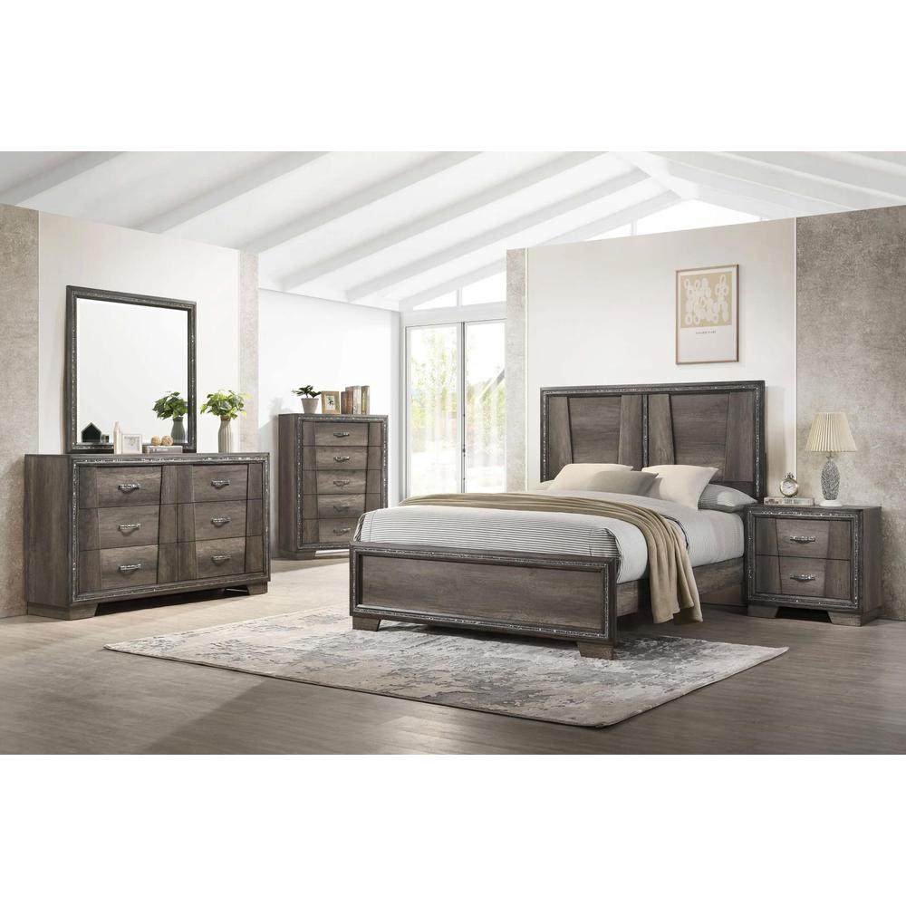 Janine Eastern King Panel Bed Grey. Picture 4