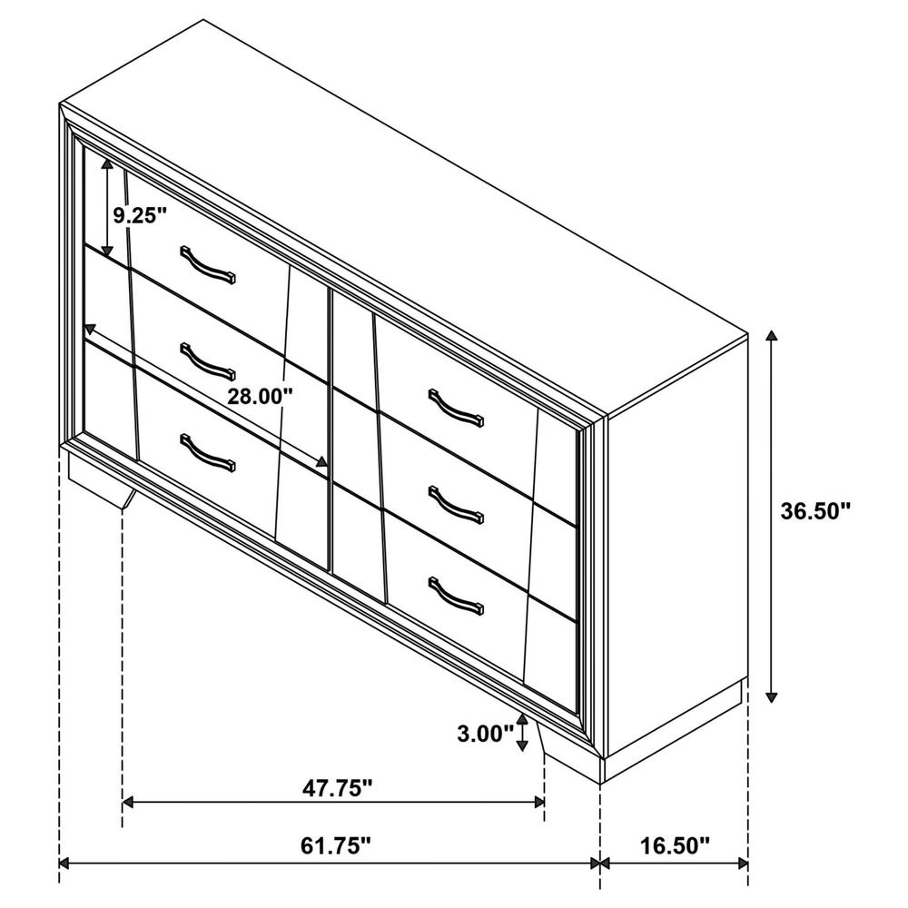 Janine 6-drawer Dresser Grey. Picture 11