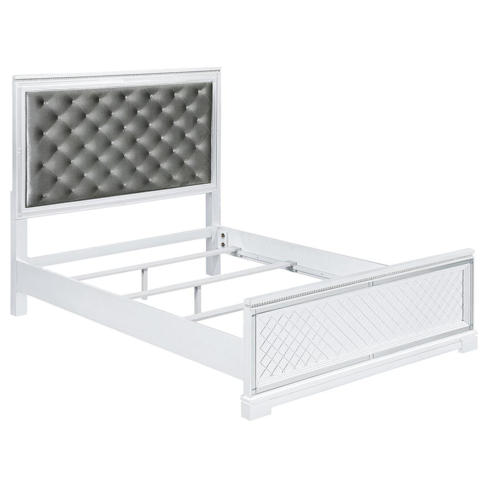 Eleanor Upholstered Tufted Bed White. Picture 2