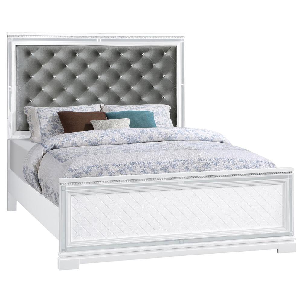 Eleanor Upholstered Tufted Bed White. Picture 3