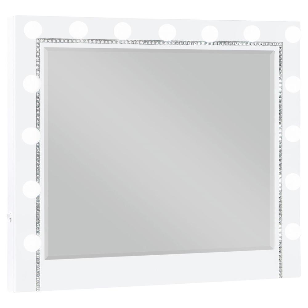 Eleanor White Rectangular Dresser Mirror with Light. Picture 2