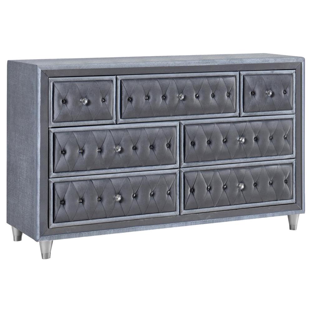 Antonella 7-drawer Upholstered Dresser Grey. Picture 8
