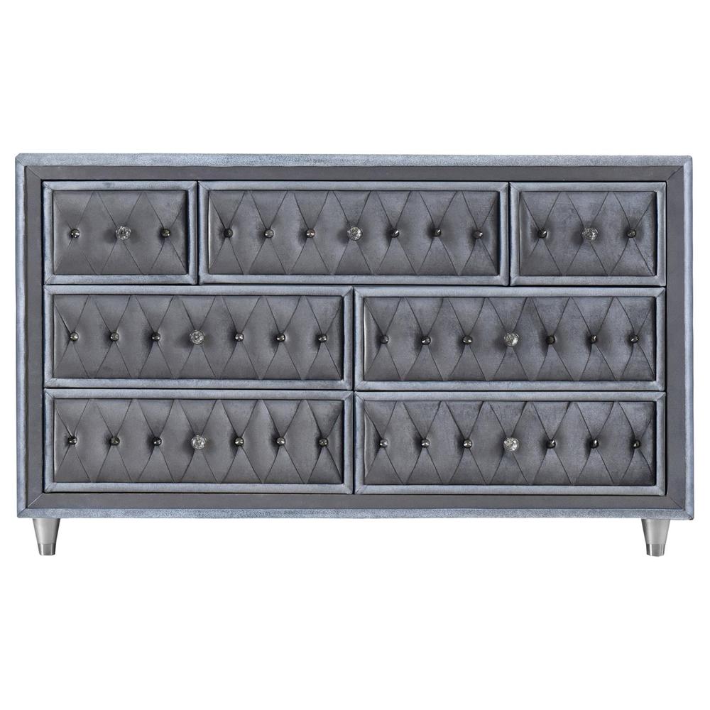 Antonella 7-drawer Upholstered Dresser Grey. Picture 1