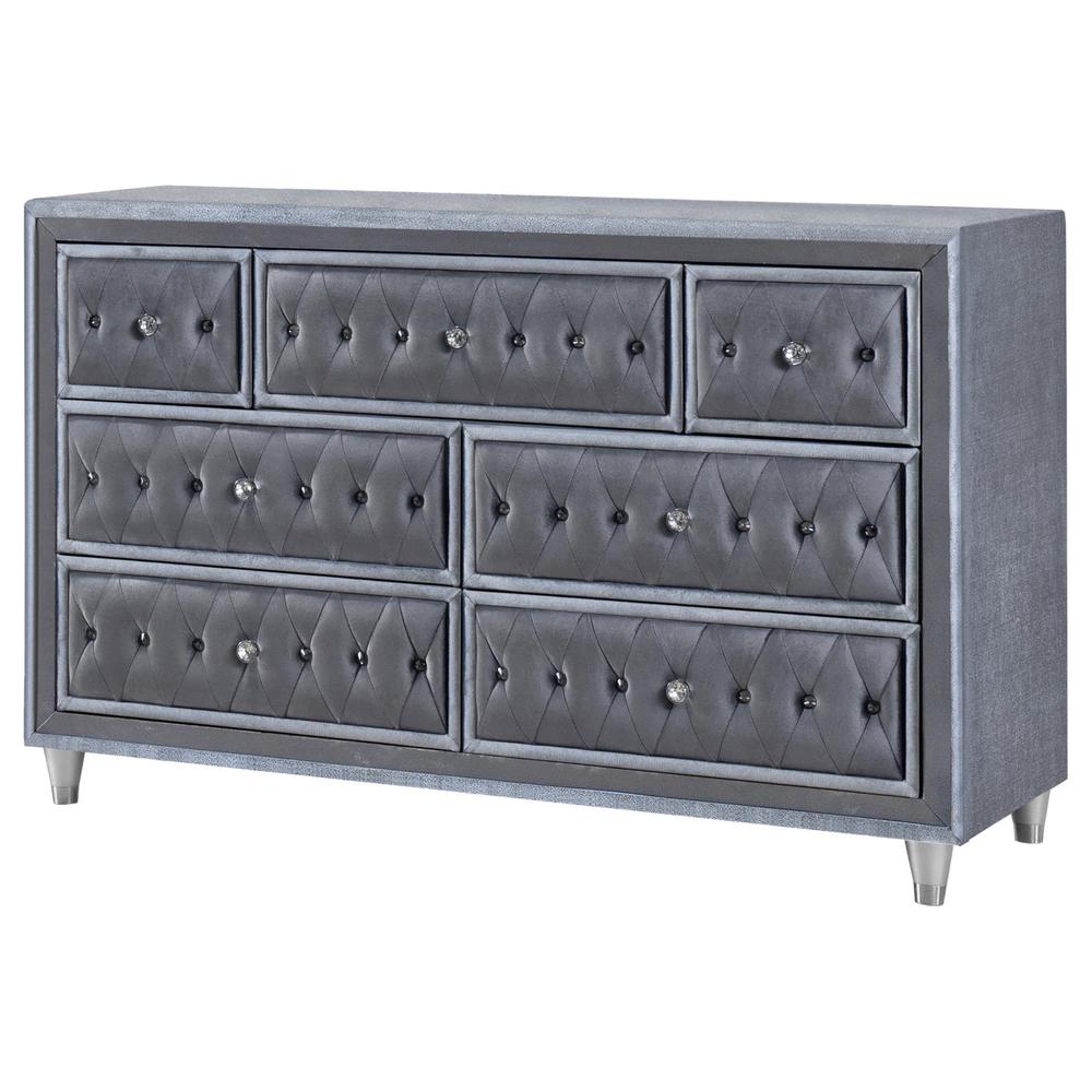 Antonella 7-drawer Upholstered Dresser Grey. Picture 2