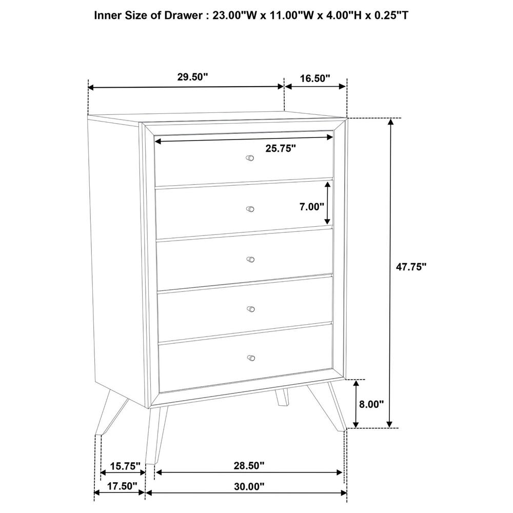 Janelle 5-drawer Chest White. Picture 9