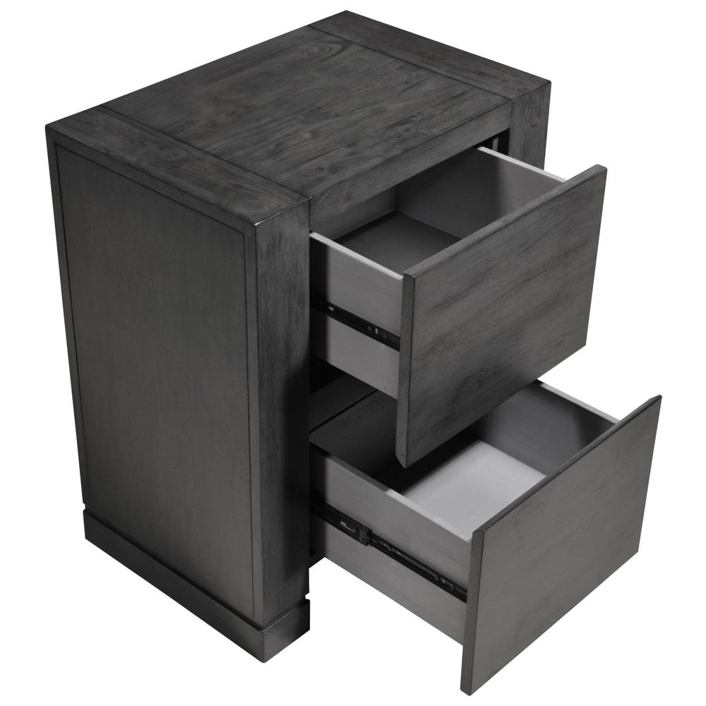 Lorenzo 2-drawer Nightstand Dark Grey. Picture 10