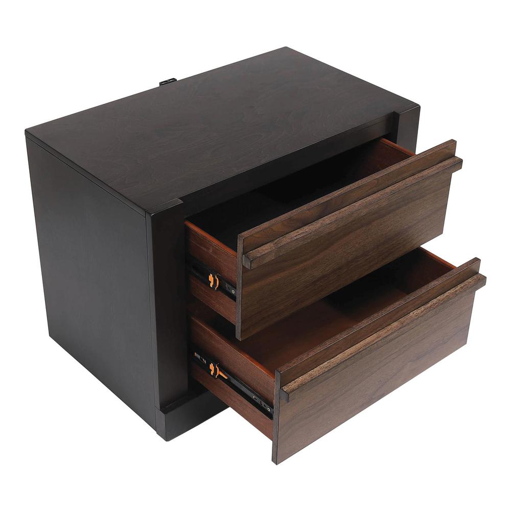 Azalia 2-drawer Nightstand Black and Walnut. Picture 4