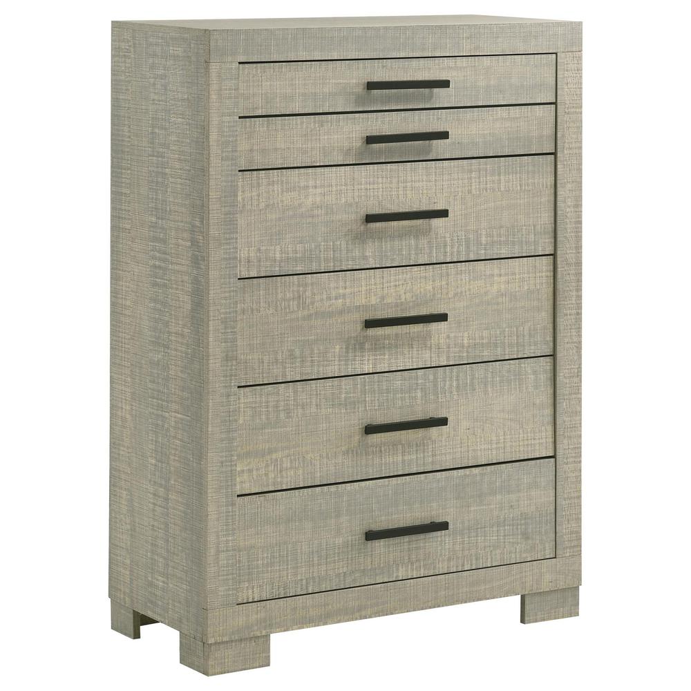 Channing 5-drawer Chest Rough Sawn Grey Oak. Picture 2