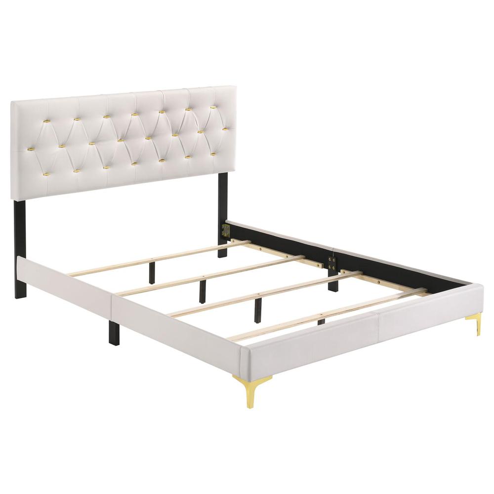 Kendall Tufted Upholstered Panel Eastern King Bed White. Picture 2