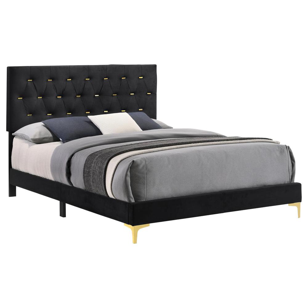 Kendall Tufted Panel Eastern King Bed Black and Gold. Picture 3