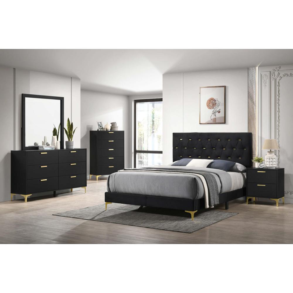 Kendall Tufted Panel Eastern King Bed Black and Gold. Picture 8