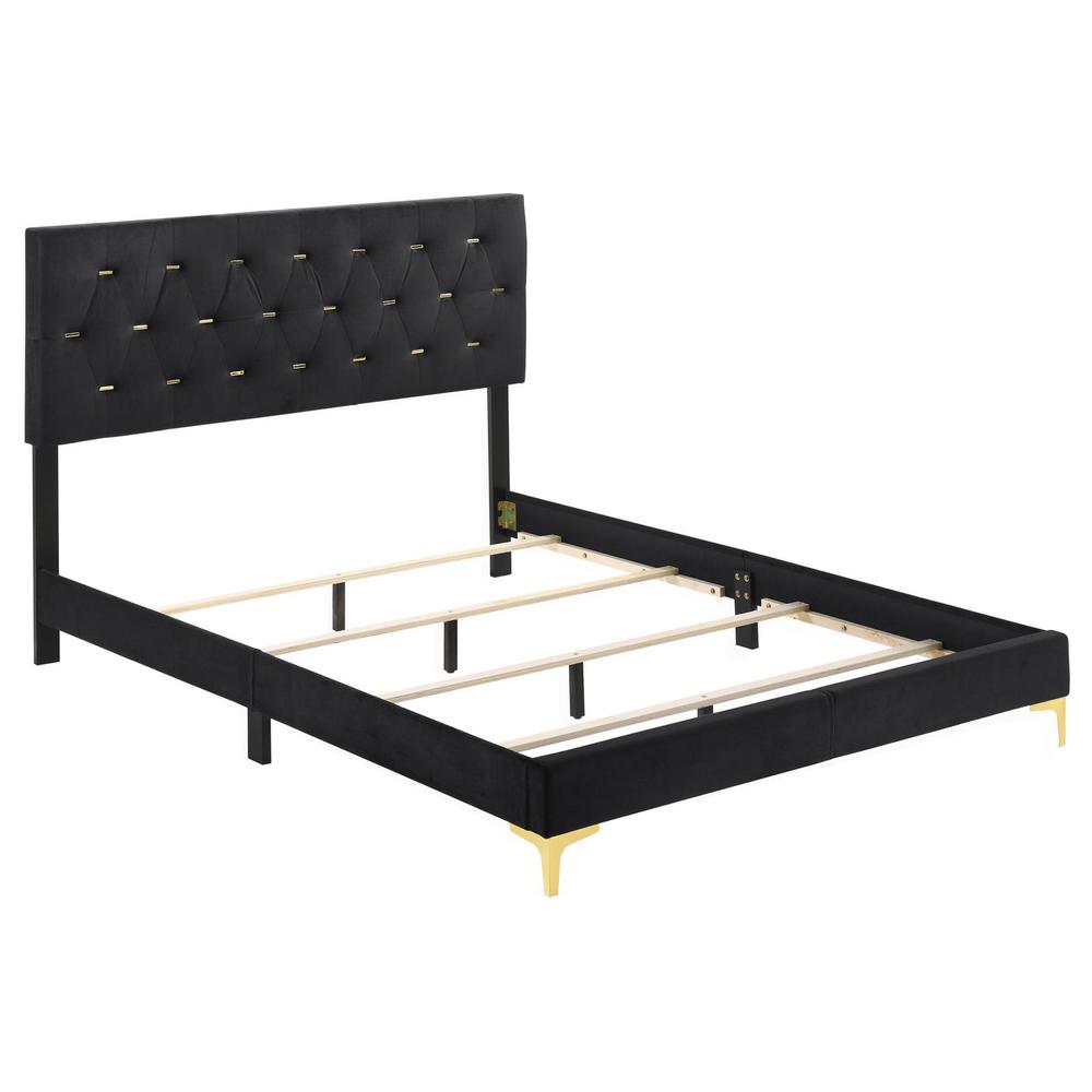 Kendall Tufted Panel California King Bed Black and Gold. Picture 2