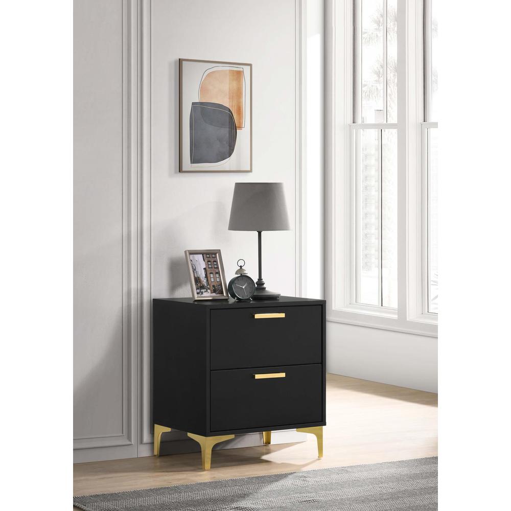 Kendall 2-drawer Nightstand Black and Gold. Picture 1