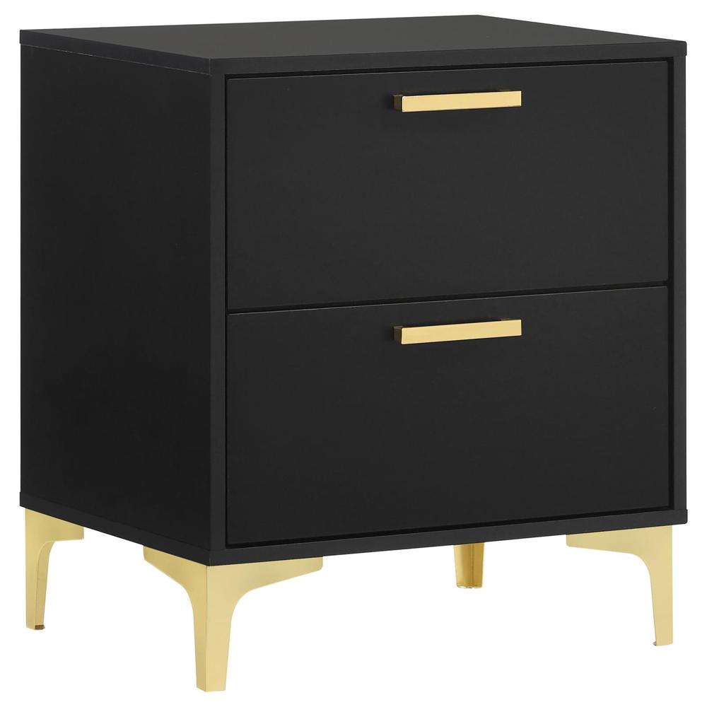Kendall 2-drawer Nightstand Black and Gold. Picture 2