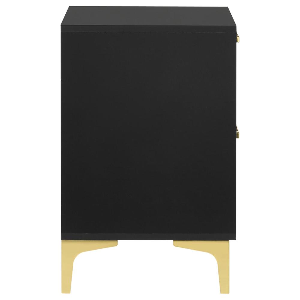 Kendall 2-drawer Nightstand Black and Gold. Picture 6