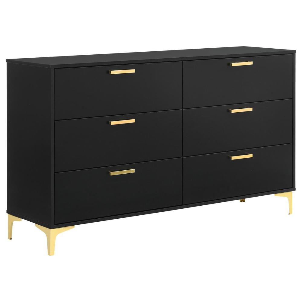 Kendall 6-drawer Dresser Black and Gold. Picture 2