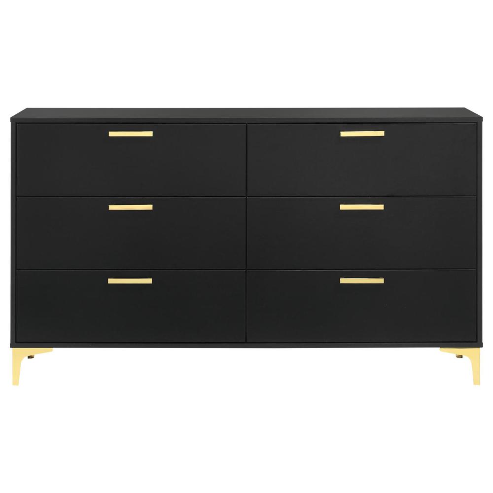 Kendall 6-drawer Dresser Black and Gold. Picture 3