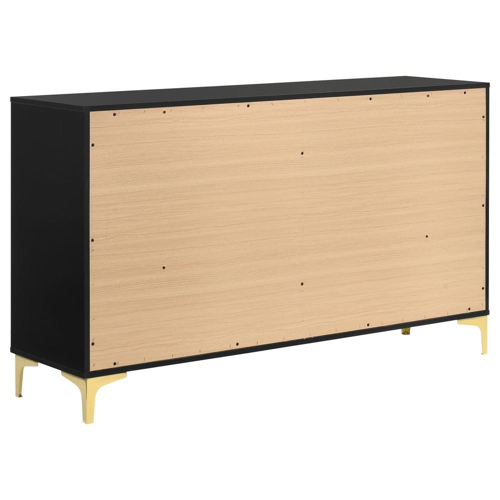 Kendall 6-drawer Dresser Black and Gold. Picture 4