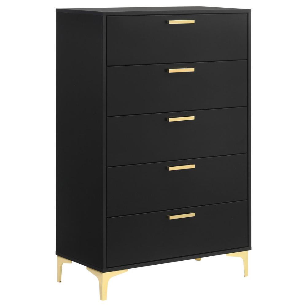 Kendall 5-drawer Chest Black and Gold. Picture 2