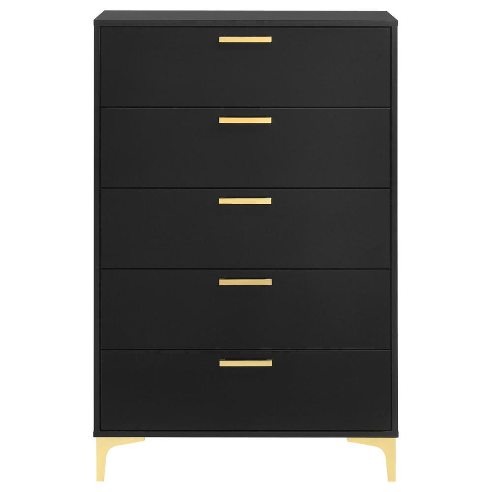 Kendall 5-drawer Chest Black and Gold. Picture 3