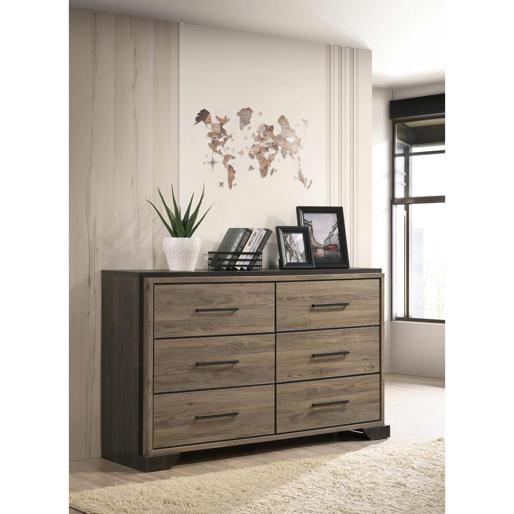 Baker 6-drawer Dresser Brown and Light Taupe. Picture 1