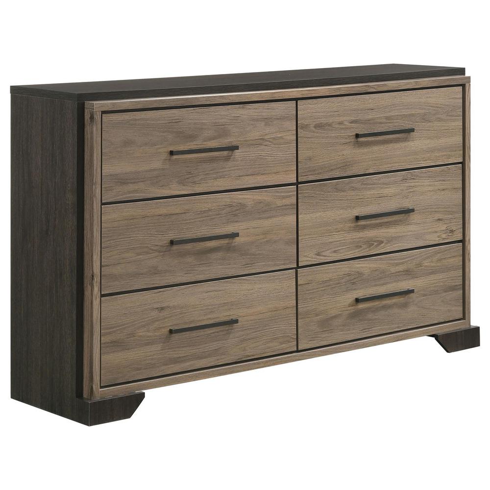 Baker 6-drawer Dresser Brown and Light Taupe. Picture 2