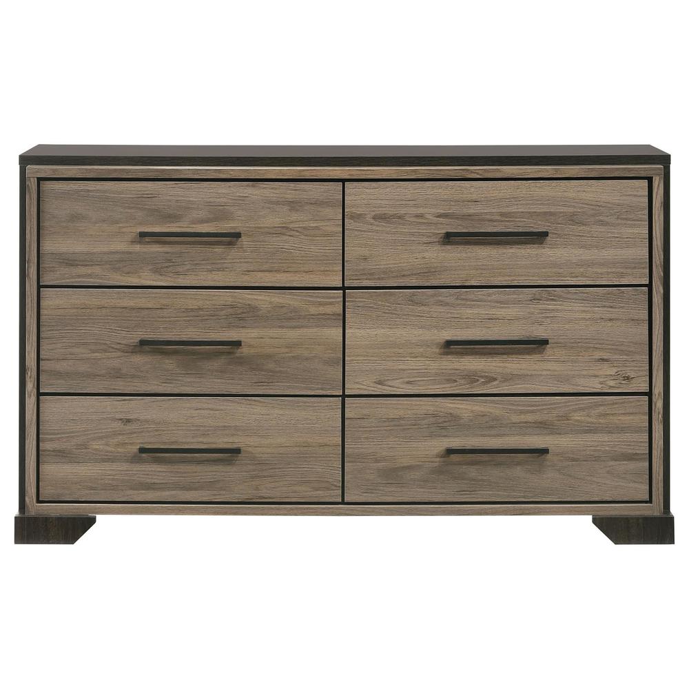 Baker 6-drawer Dresser Brown and Light Taupe. Picture 3