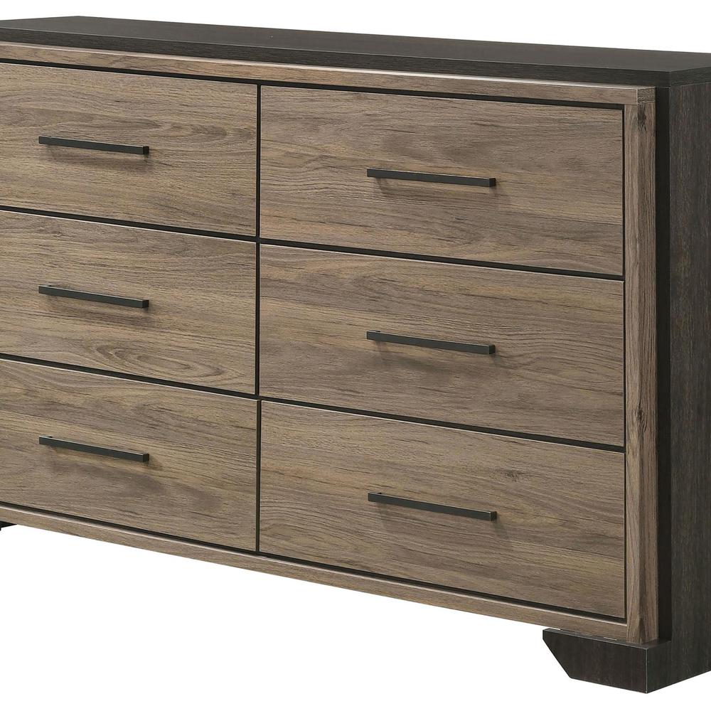 Baker 6-drawer Dresser Brown and Light Taupe. Picture 4