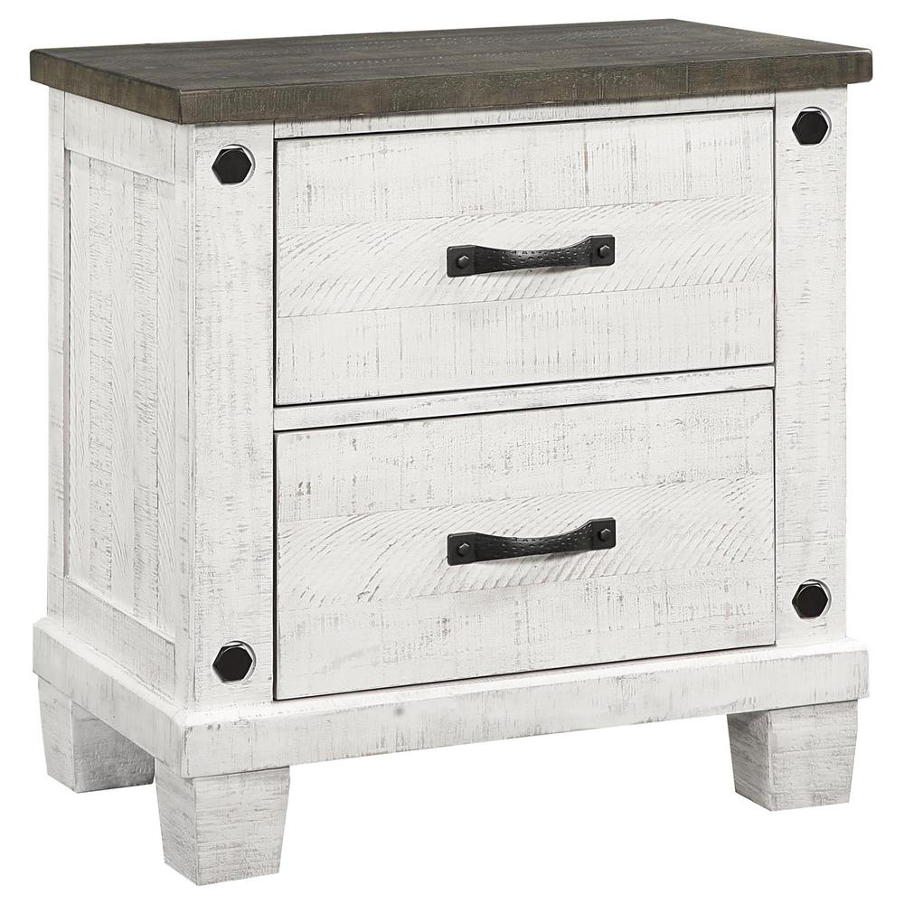 Lilith 2-drawer Nightstand Distressed Grey and White. Picture 15
