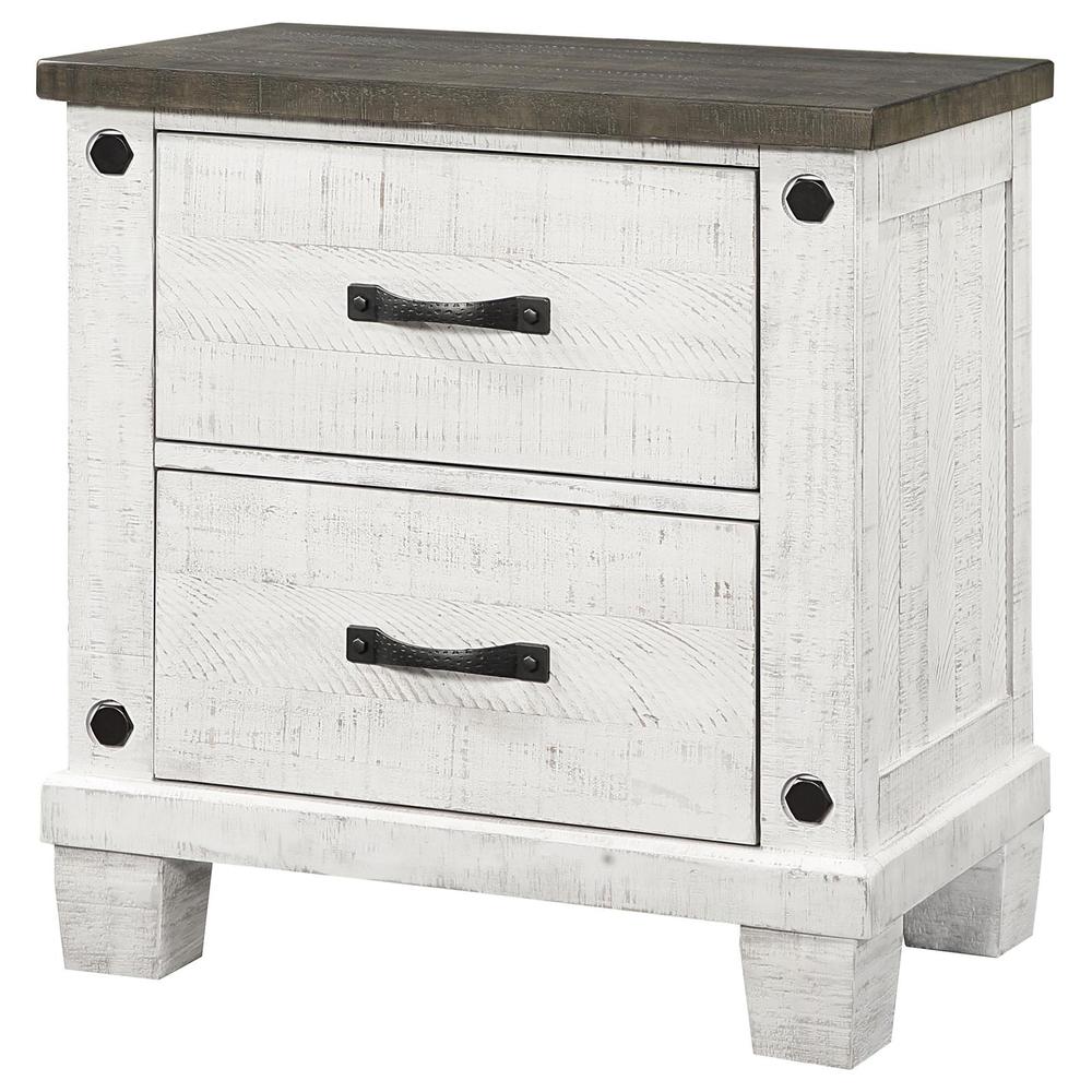 Lilith 2-drawer Nightstand Distressed Grey and White. Picture 2