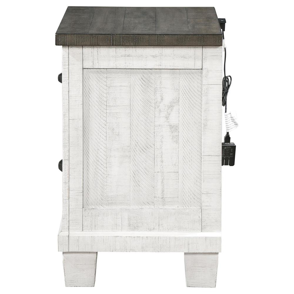 Lilith 2-drawer Nightstand Distressed Grey and White. Picture 3