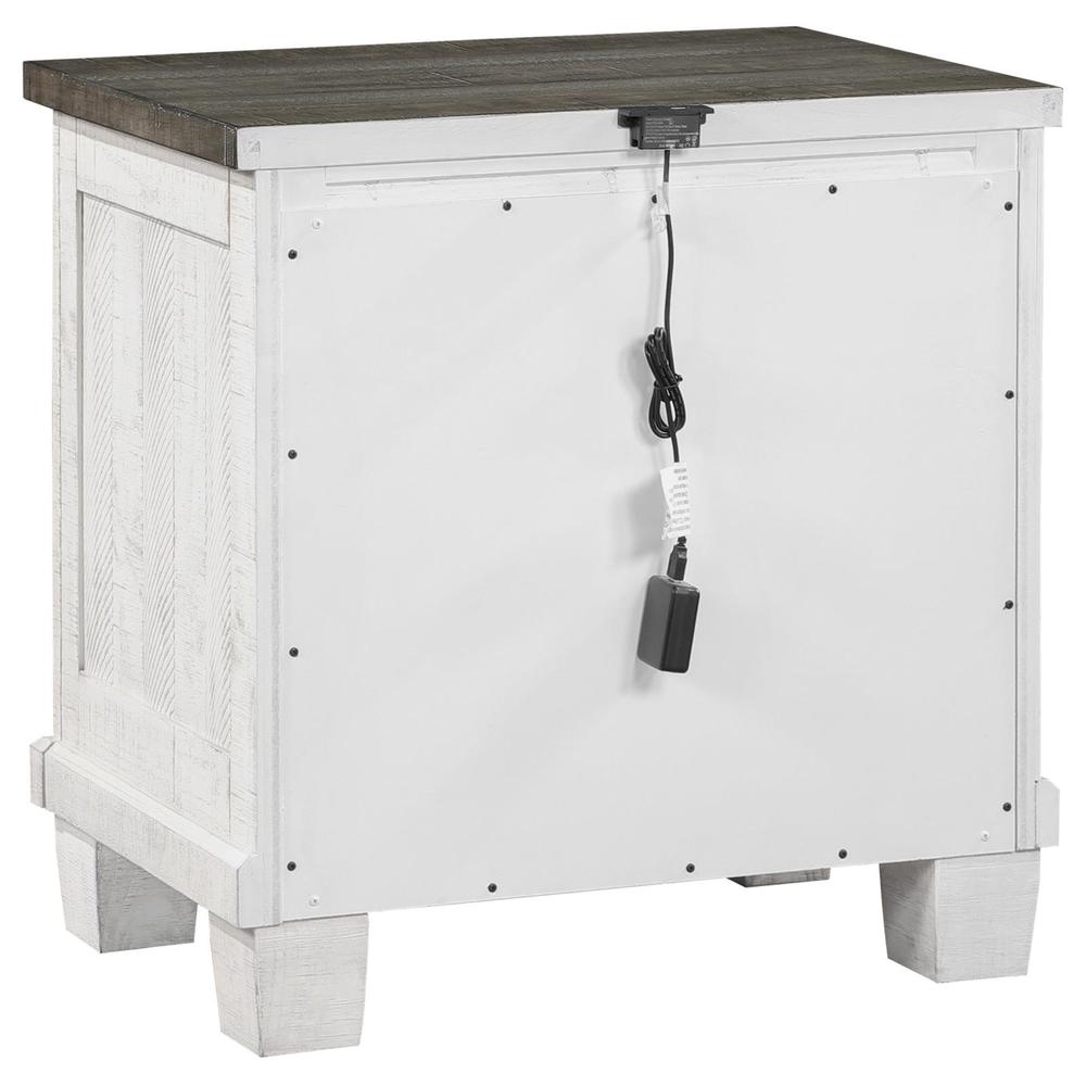 Lilith 2-drawer Nightstand Distressed Grey and White. Picture 4