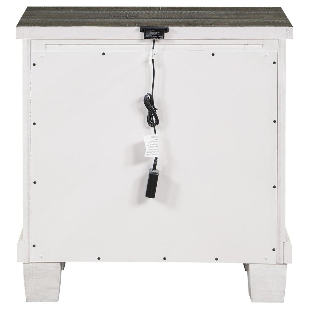 Lilith 2-drawer Nightstand Distressed Grey and White. Picture 5