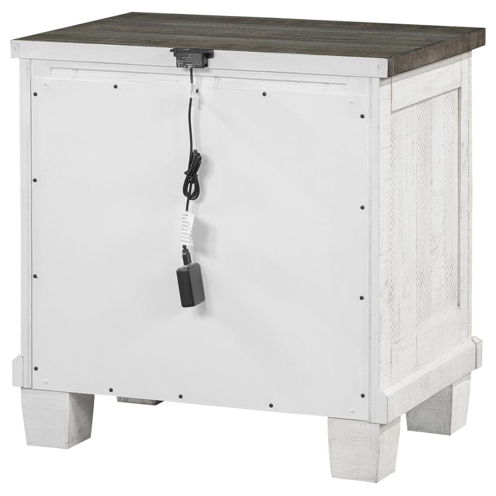 Lilith 2-drawer Nightstand Distressed Grey and White. Picture 6