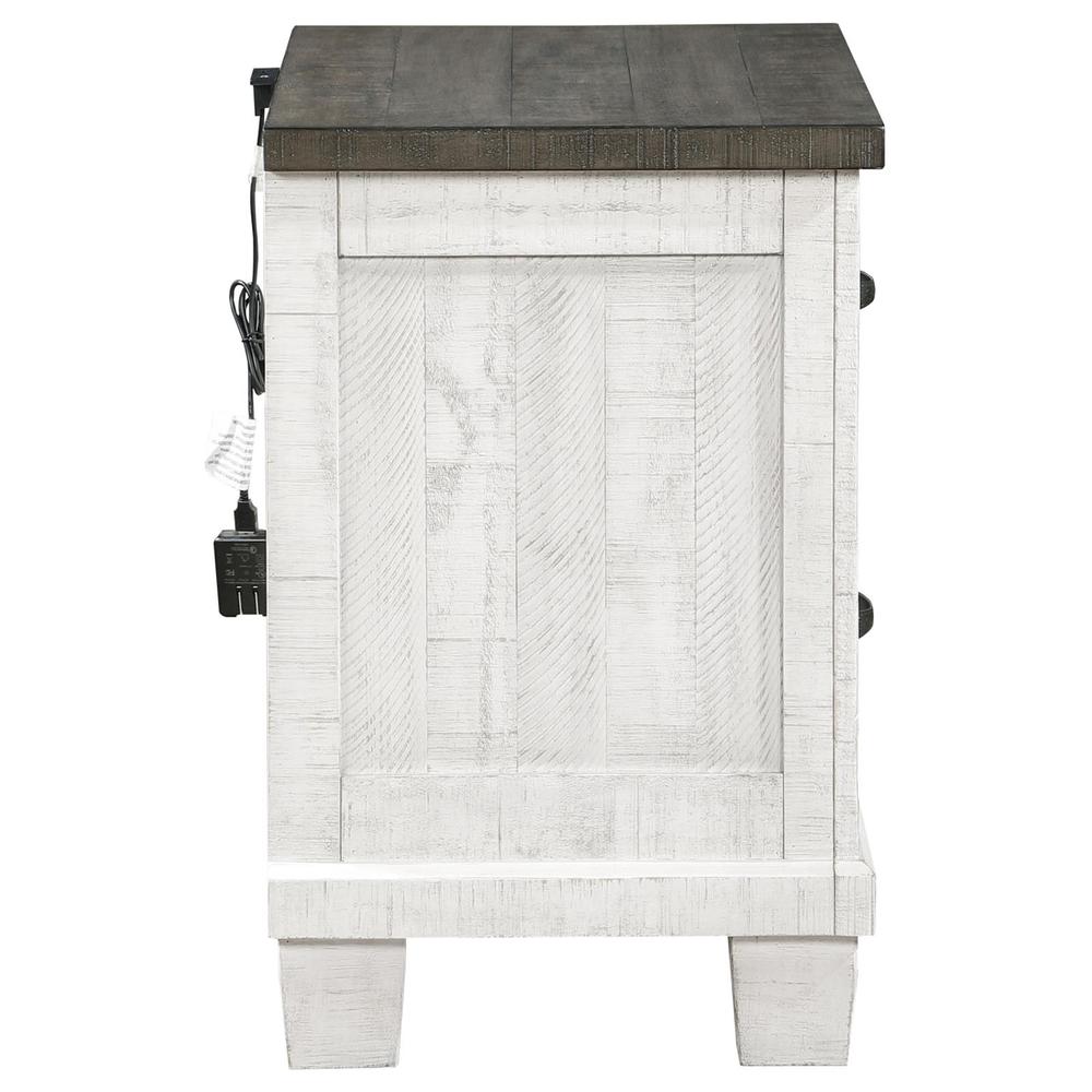 Lilith 2-drawer Nightstand Distressed Grey and White. Picture 7