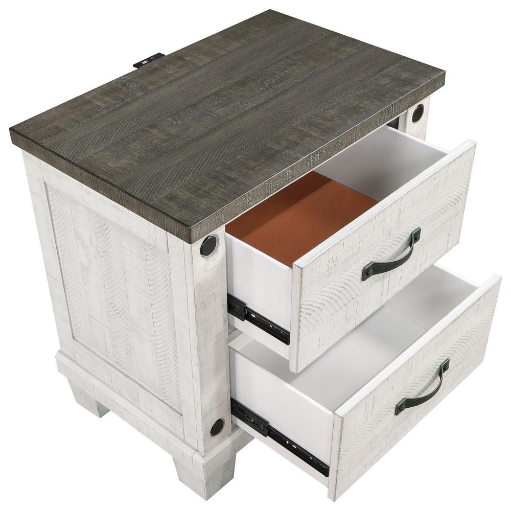 Lilith 2-drawer Nightstand Distressed Grey and White. Picture 8