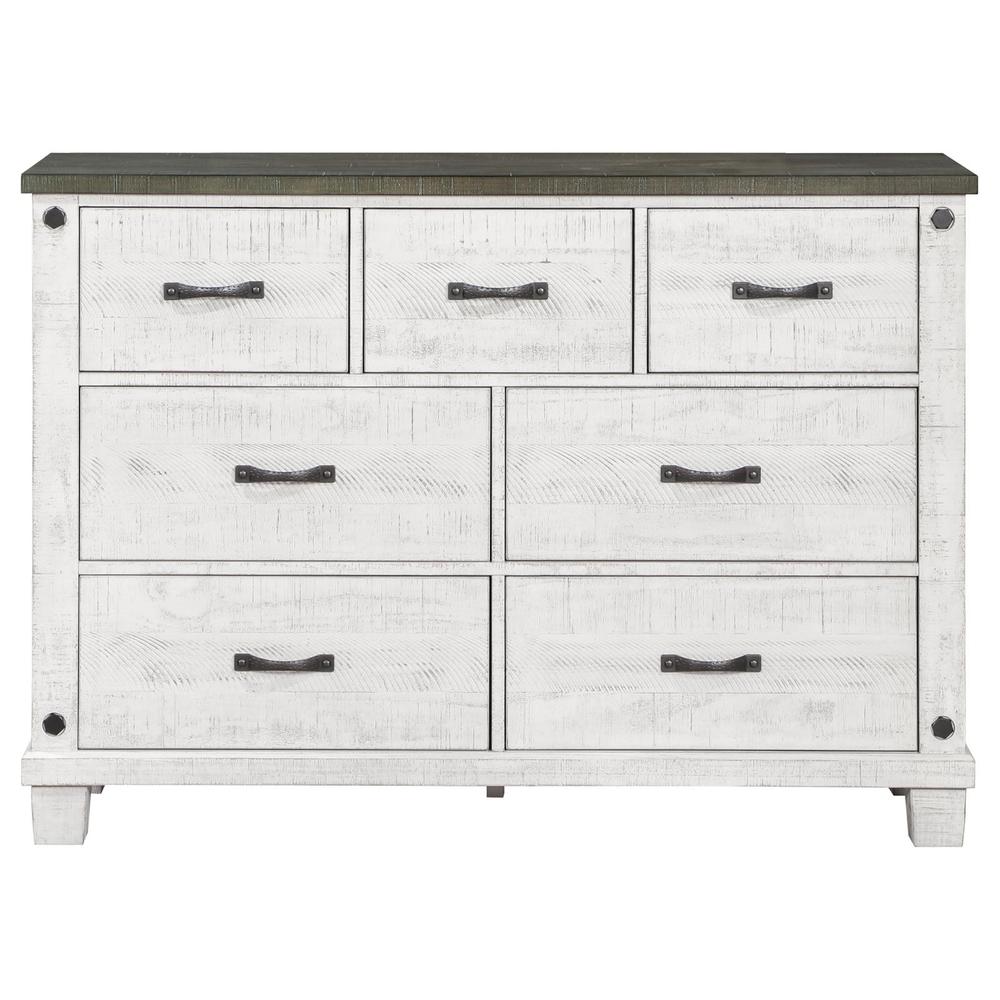 Lilith 7-drawer Dresser Distressed Grey and White. Picture 1
