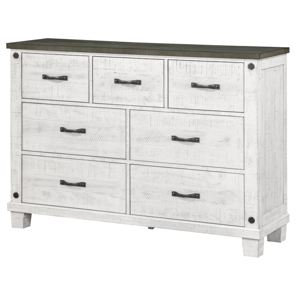 Lilith 7-drawer Dresser Distressed Grey and White. Picture 2