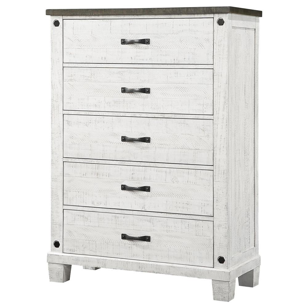 Lilith 5-drawer Chest Distressed Grey and White. Picture 3