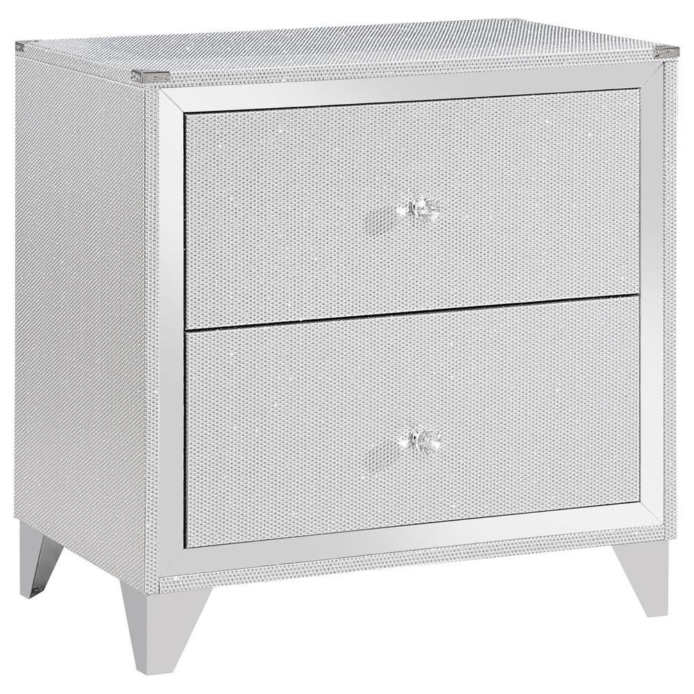 Larue 2-drawer Nightstand with USB Port Silver. Picture 13